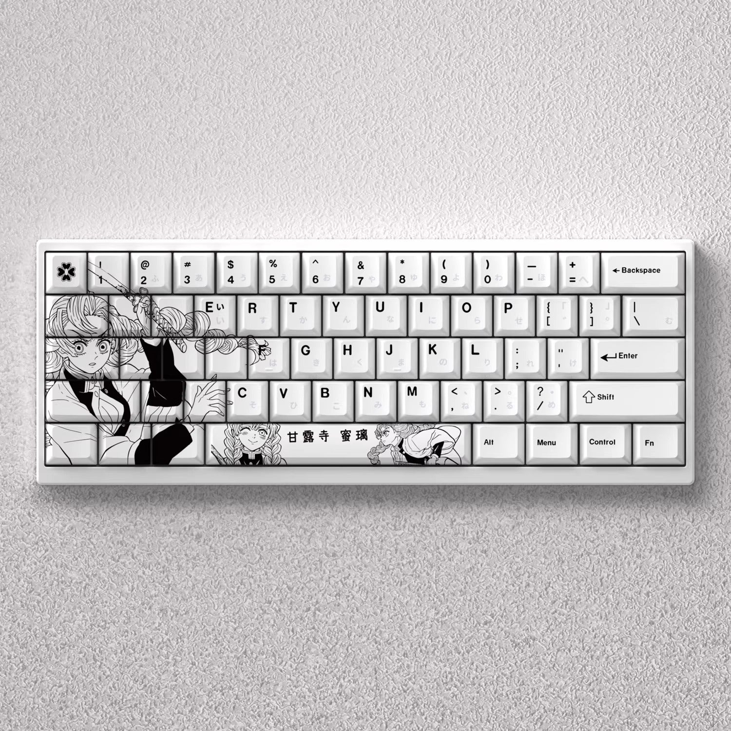 Demon Slayer: Kimetsu no Yaiba series, Kanroji Mitsuri theme, original high PBT material compatible MX switch mechanical keyboard, anime game theme set keycaps, mechanical keyboard replacement keycap set