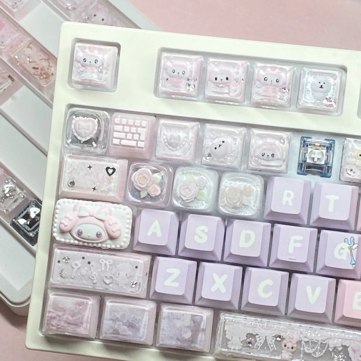 My Melody Ribbon, 3 D printing, not corroded or faded, three-dimensional modeling, anime, gaming, cultural creativity, personalized keycaps, mechanical keyboard decoration keycaps