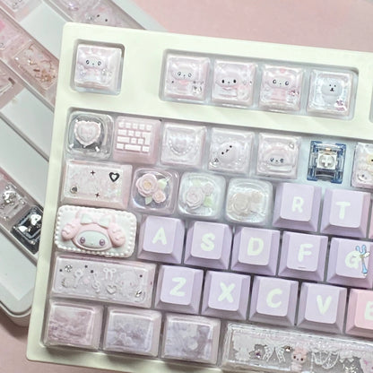 My Melody Ribbon, 3 D printing, not corroded or faded, three-dimensional modeling, anime, gaming, cultural creativity, personalized keycaps, mechanical keyboard decoration keycaps