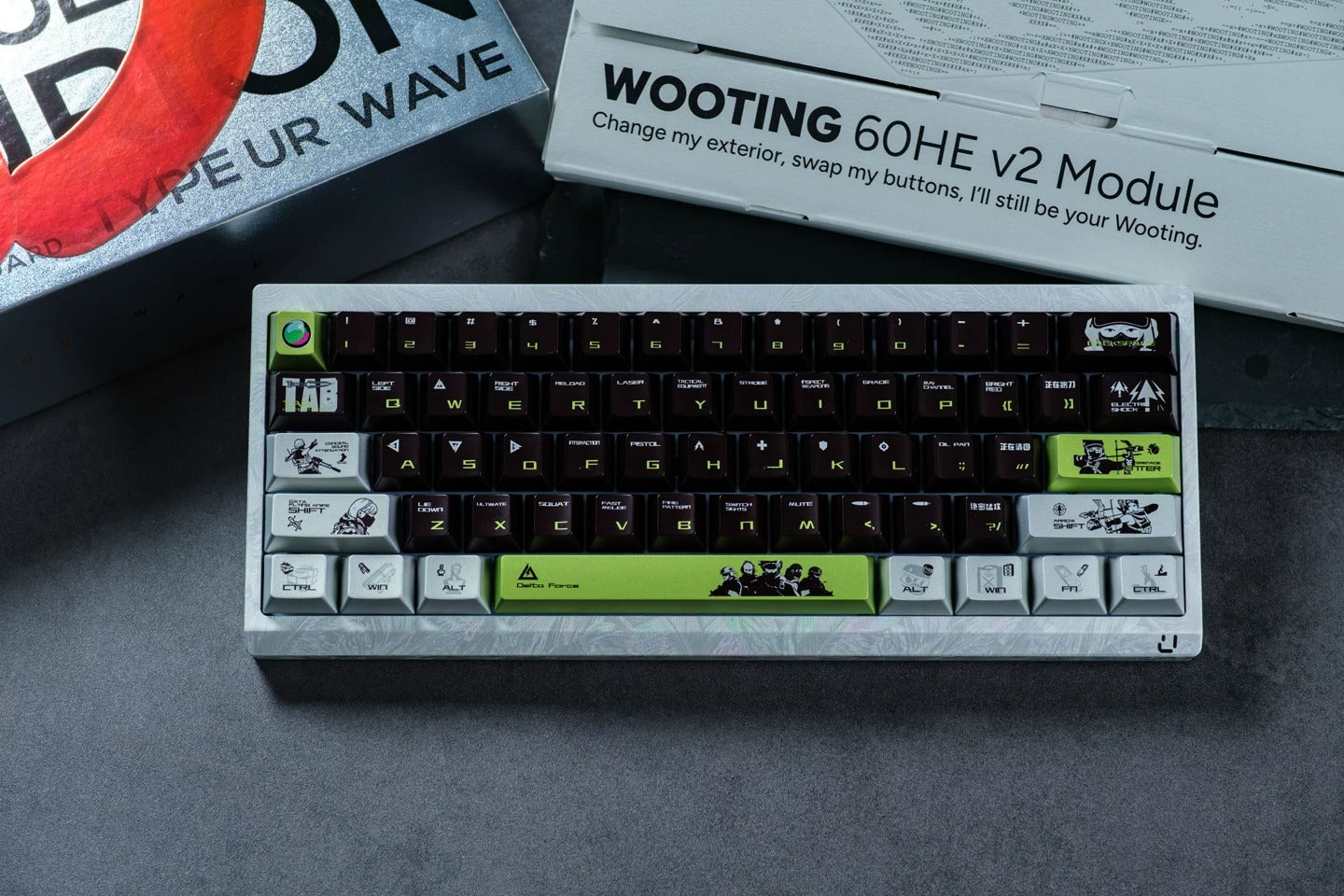 Delta Force themed metallic texture PBT material personalized keycap set, anime and games cultural creative decoration keycap set, compatible with 61/64/68/75/84/87/104 mechanical keyboard