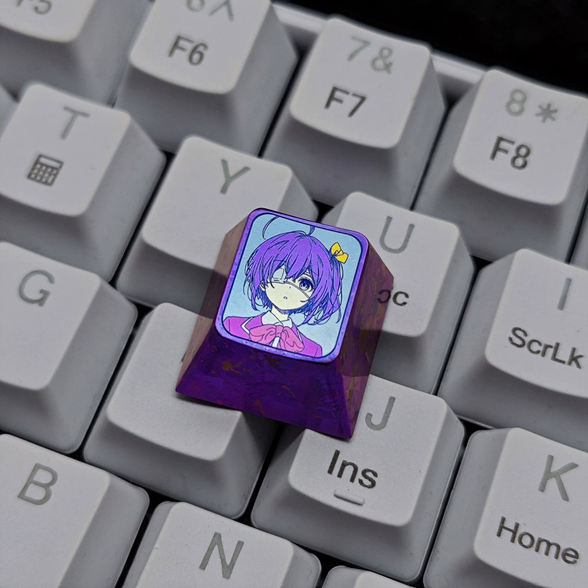 Love, Chunibyo &amp; Other Delusions，Takanashi Rikka1 U titanium alloy personalized keycaps, anime and game cultural creative keycaps, mechanical keyboard decorative keycaps