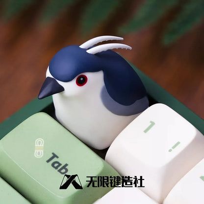 Nycticorax styling design, animal shaped multi-color resin personalized keycaps, simulated animal mechanical keyboard decorative keycaps