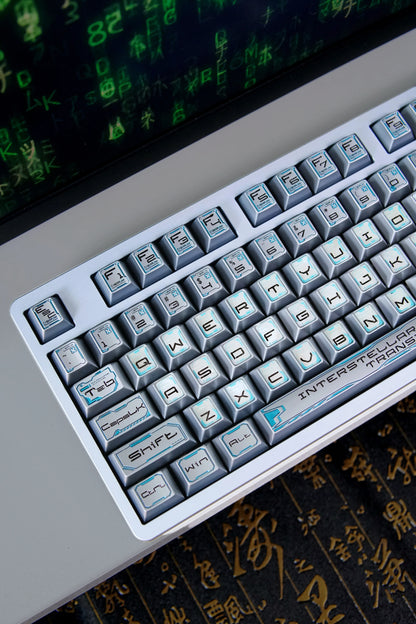 Interstellar theme, futuristic technology style metal keycap set, original high metal carved decorative keycaps