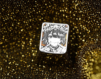 Zenless Zone Zero，Ellen Joe，1 U titanium alloy metal personalized keycaps, anime oil painting cultural creative keycaps, mechanical keyboard artistic decorative keycaps