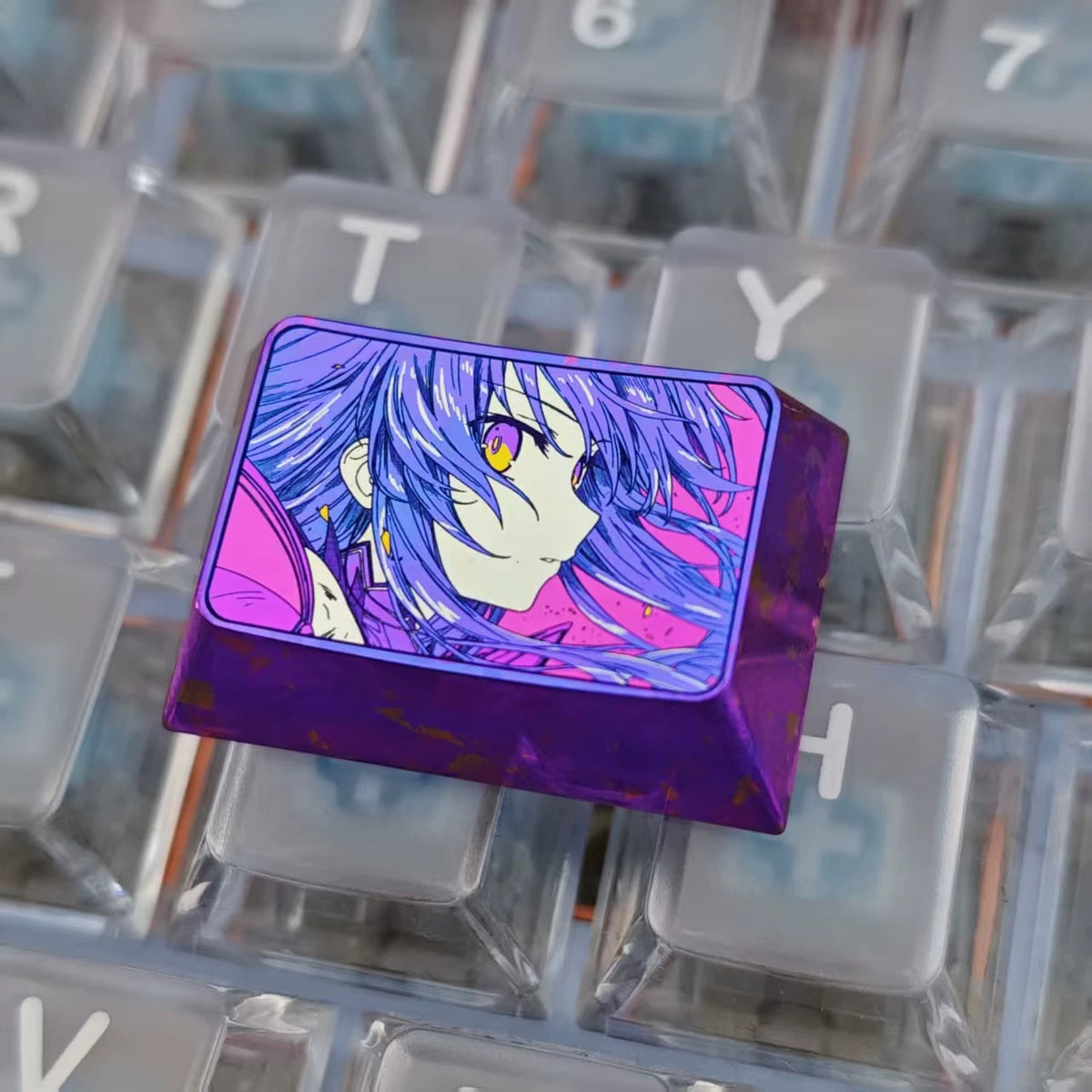 DATE A LIVE，Yatogami Tohka 1.5 U titanium alloy personalized keycaps, mechanical keyboard metal decorative keycaps, anime and game culture peripheral keycaps