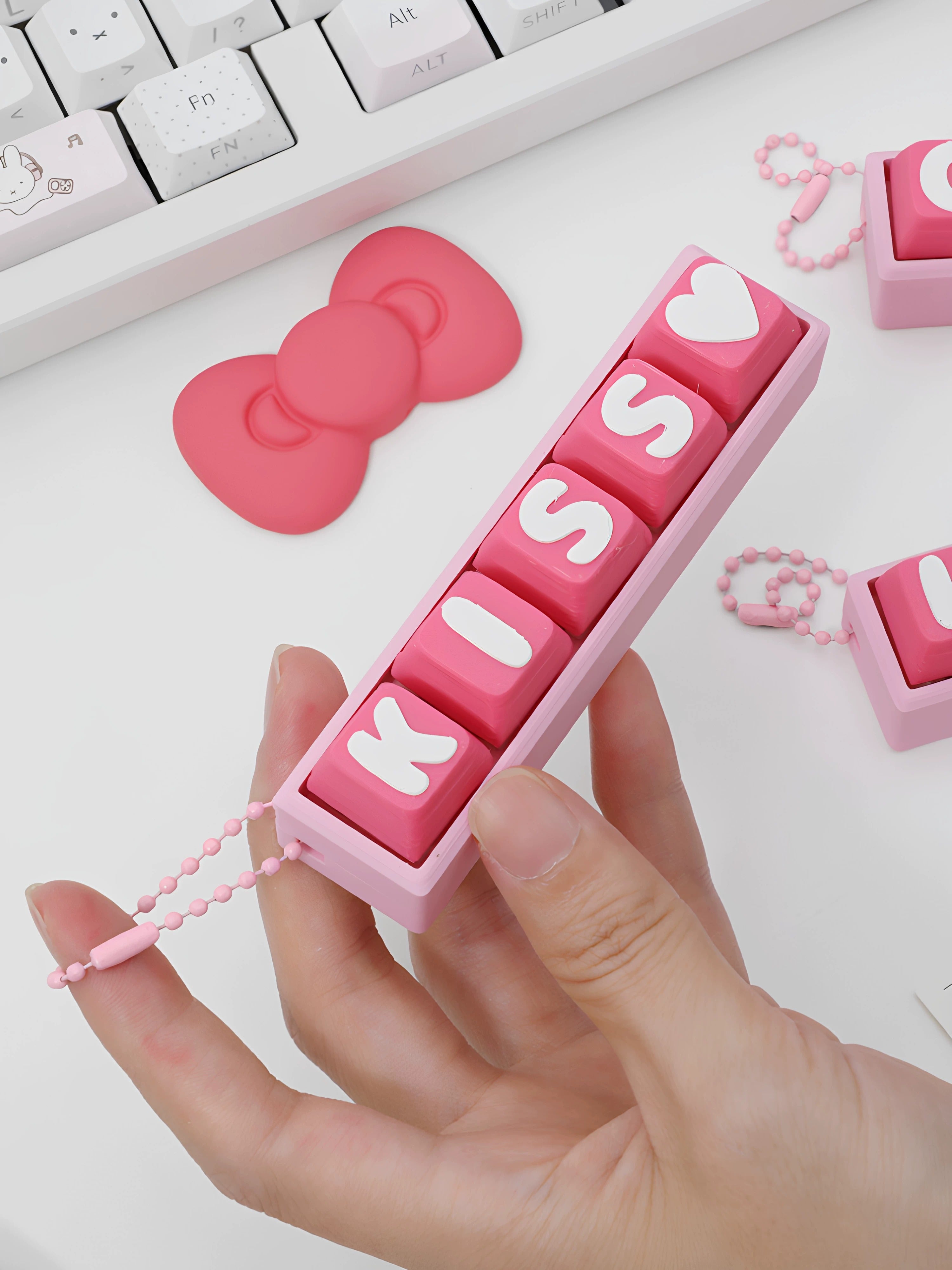 Cute letter combinations, love,switch tester, keycap keychain, cat themed keycap switch mechanical keyboard creative peripheral cultural products.