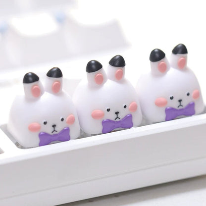 Cute gentleman rabbit, multi-color resin personalized keycaps, cartoon image design mechanical keyboard art keycaps decoration keycaps