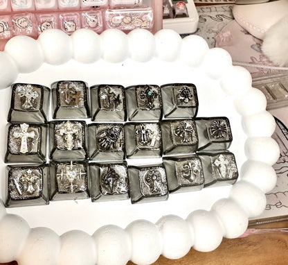 Gothic style, CH crystal resin added keycaps, mechanical keyboard decorated with personalized keycaps
