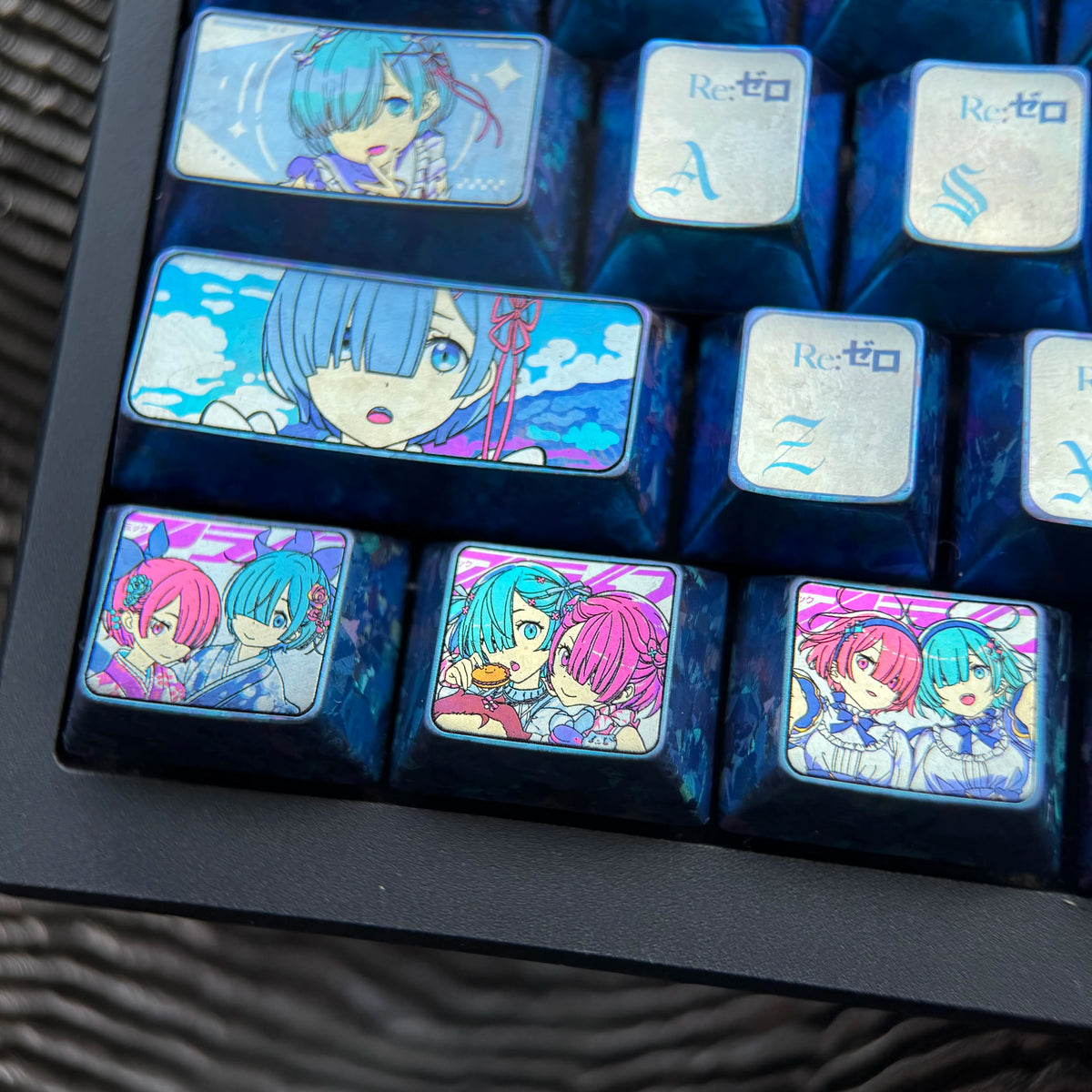 Re:Life in a different world from zero， Rem， Big key collection set Titanium alloy personalized keycaps, anime and game cultural creative keycaps, mechanical keyboard decorative keycaps