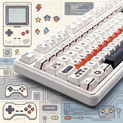 Pixel world keycaps, PBT material personalized keycap set, creative decorative keycap set, compatible with 61/64/68/75/84/87/104 mechanical keyboard replacement keycap
