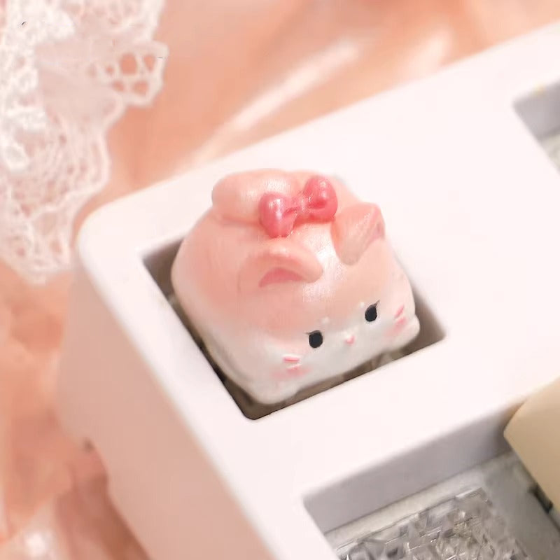 Cute handmade cat resin personalized keycaps, multi-color glitter mechanical keyboard decorative keycaps.