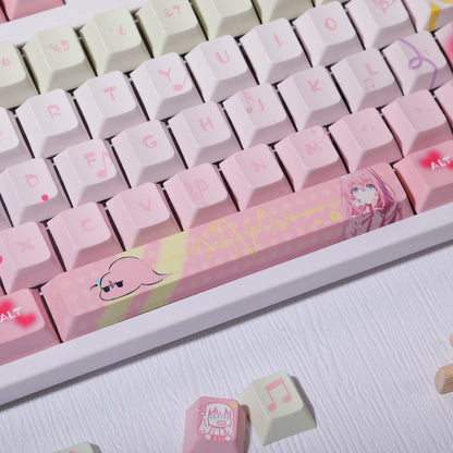 BOCCHI THE ROCK! ， Gotoh Hitori theme, PBT material personalized keycap set, anime keycap culture peripheral mechanical keyboard decoration keycaps， Compatible with 61/64/68/75/84/87/104 key mechanical keyboard keycap set