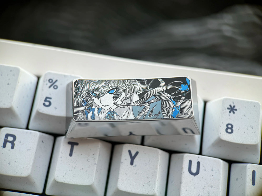 Ado, 2.25U titanium alloy personalized keycaps, metal decorative keycaps for anime and game virtual idols, keyboard replacement keycaps.