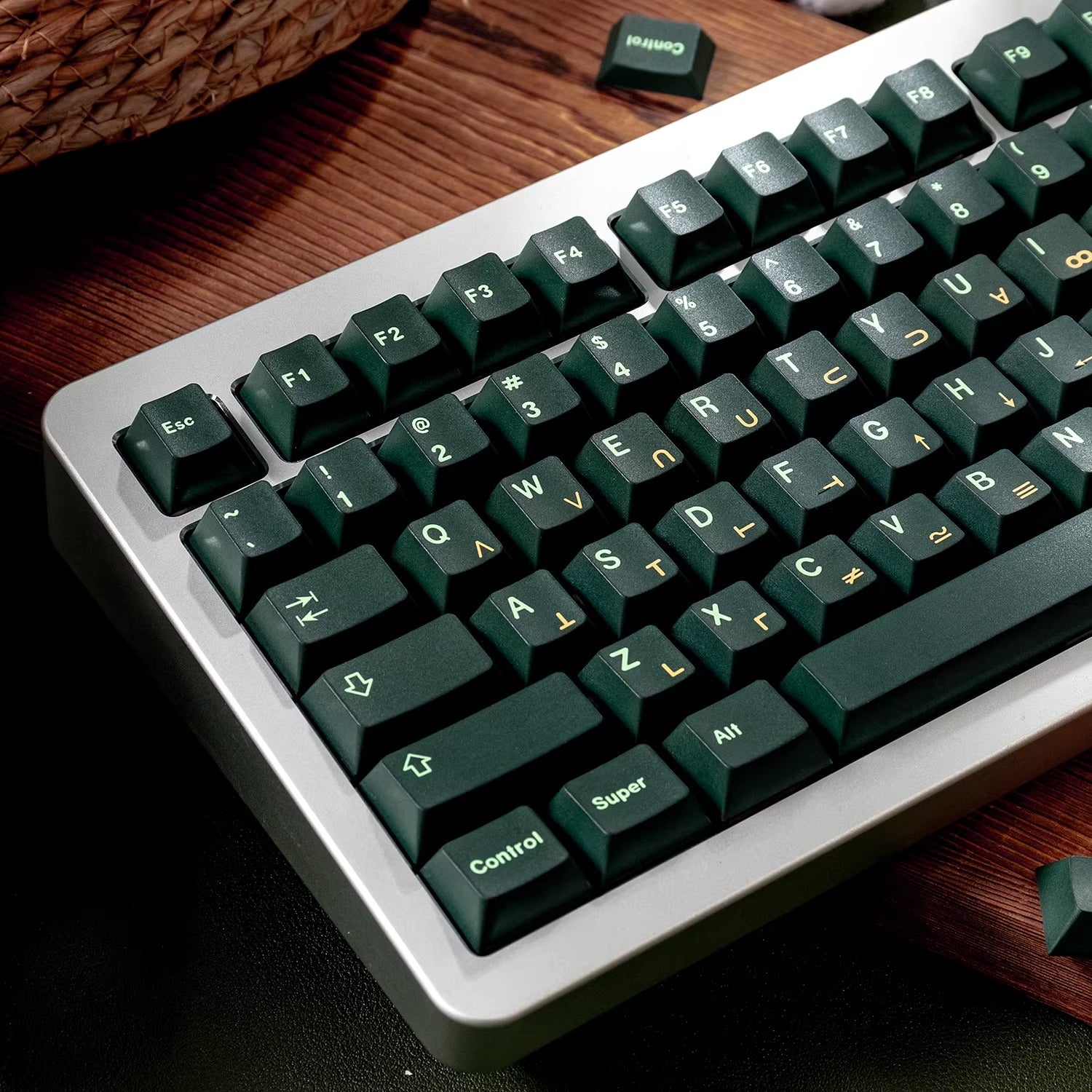 OMRON themed design, green PBT material personalized keycap set, factory height, compatible with Wooting/ROG EXTREME mechanical keyboard