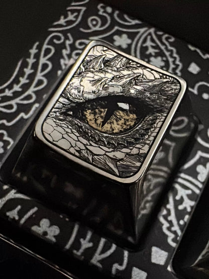 Titanium alloy precision instrument carving, dragon eyes, personalized keycaps, mechanical keyboard creative decorative keycaps
