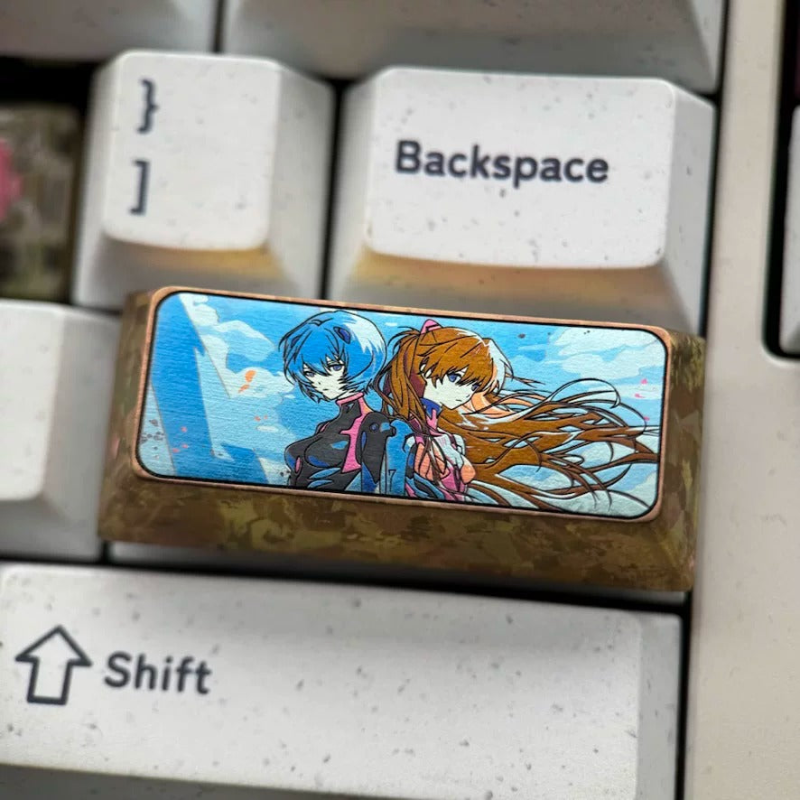 EVA, Asuka/Ayanami Rei, 2.25U titanium alloy personalized keycaps, anime game cultural creative keycaps, mechanical keyboard anime decorative keycaps