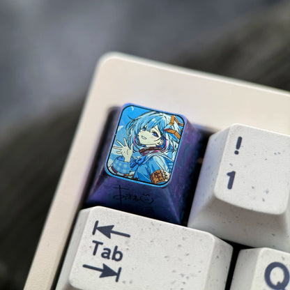 Amane Kanata, 1U titanium alloy personalized keycap, anime and game culture creative mechanical keyboard decoration keycap