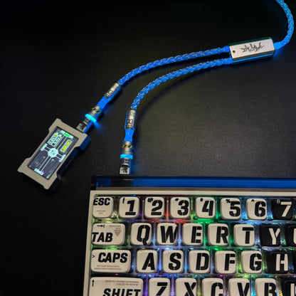 Customized manual data cable for mechanical keyboard with EVA theme design, dual type C aviation plug, dual 8K luminous data cables, magnetic axis mechanical keyboard