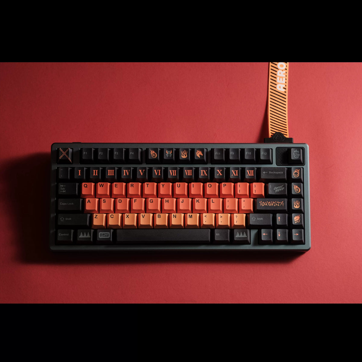 Ghost Rider  PBT material creative keycap set, mechanical keyboard decorative keycaps, Anime, games, movies, creative peripherals, artistic keycaps, Compatible with 61/64/68/75/84/87/104 key mechanical keyboard keycap set