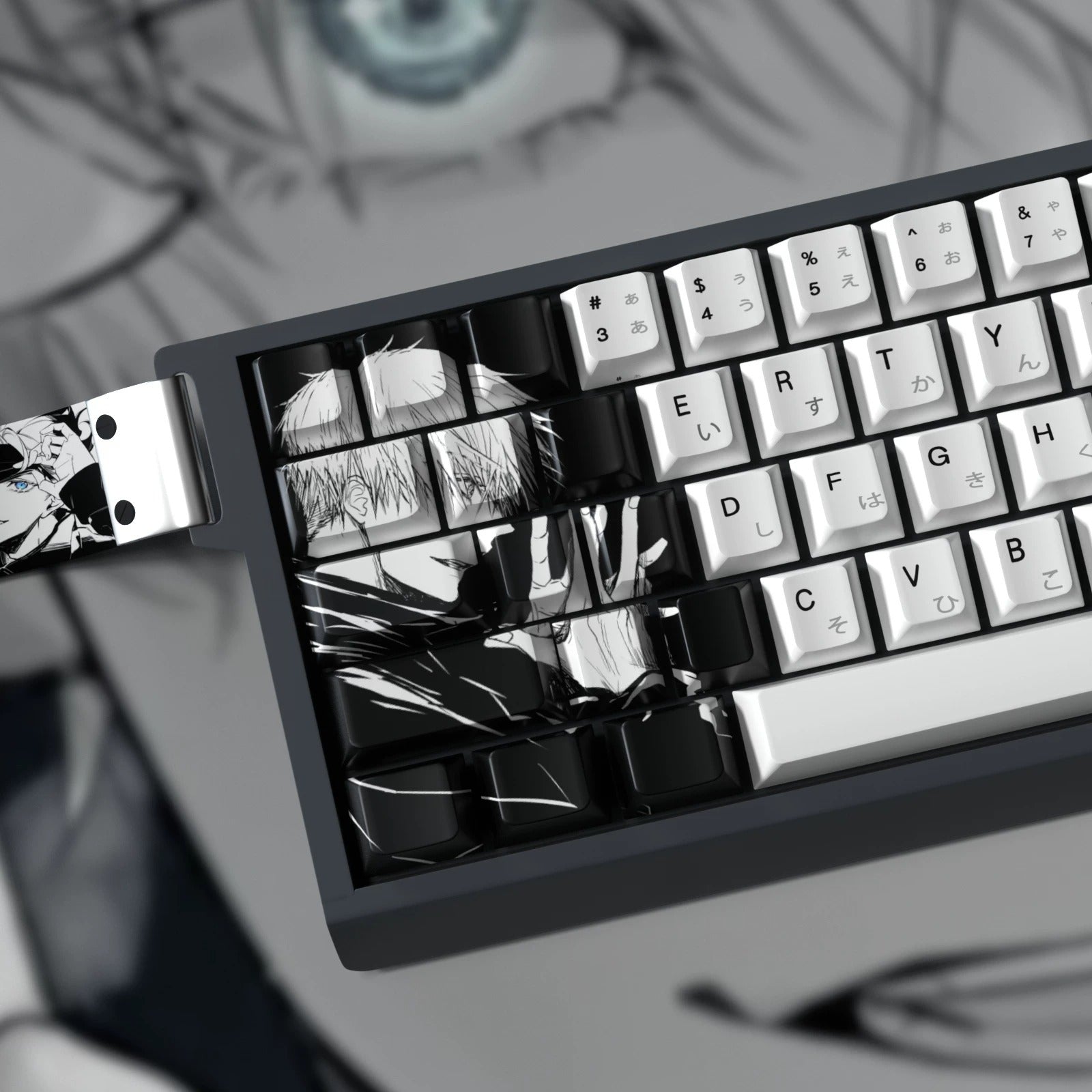 Jujutsu Kaisen series, Gojo Satoru themed personalized keycap set, PBT material, anime style keycap set, suitable for 61/64/68/75/84/87/104 key mechanical keyboards