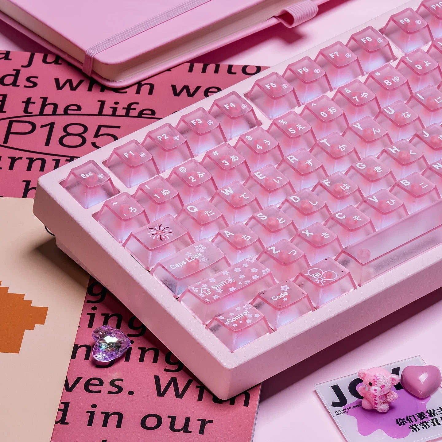 Spring and Jingming Black Theme Theme, Keycap Set PBT/PC Metallic Texture personalized keycap set, , compatible with 61/64/68/75/84/87/104 mechanical keyboard