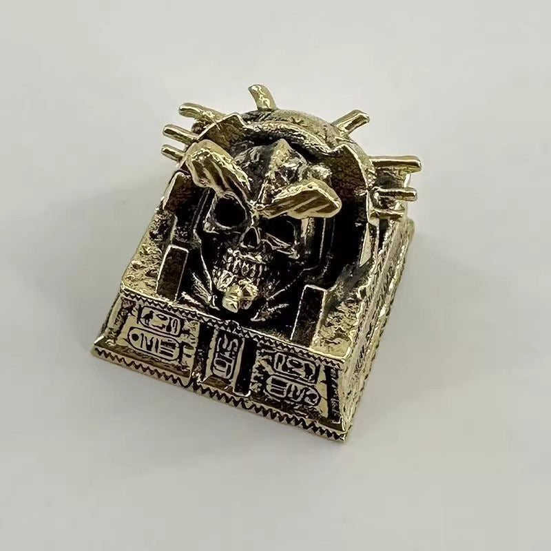 Ancient Egyptian Skeleton Pharaoh, Pure copper material，Metal Personalized Keycaps, Mysterious Egyptian Culture Creative Custom Mechanical Keyboard Art Decorative Keycaps