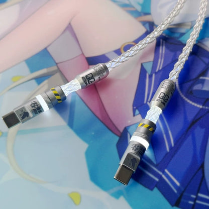 Customized manual data cable for mechanical keyboard with EVA theme design, dual type C aviation plug, dual 8K luminous data cables, magnetic axis mechanical keyboard