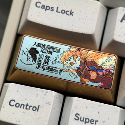 EVA， Asuka Human Instrumentality Project，2.25 U Titanium alloy personalized keycaps, anime and game cultural creative keycaps, mechanical keyboard decorative keycaps