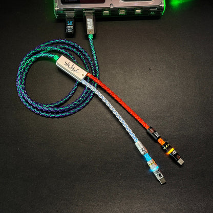 Customized manual data cable for mechanical keyboard with EVA theme design, dual type C aviation plug, dual 8K luminous data cables, magnetic axis mechanical keyboard
