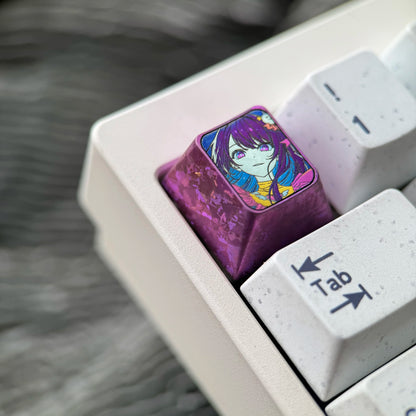 [OSHI NO KO] Series, Hoshino Ai Theme, 1U Titanium Alloy Personalized Keycaps, Anime Game Culture Creative Mechanical Keyboard Decorative Keycaps