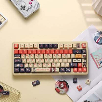 Smoking Behind the Supermarket with You，PBT material Original Factory Height,  mechanical keyboard replacement keycap set, Compatible with 61/64/68/75/84/87/104 Key Mechanical Keyboard Keycap Set