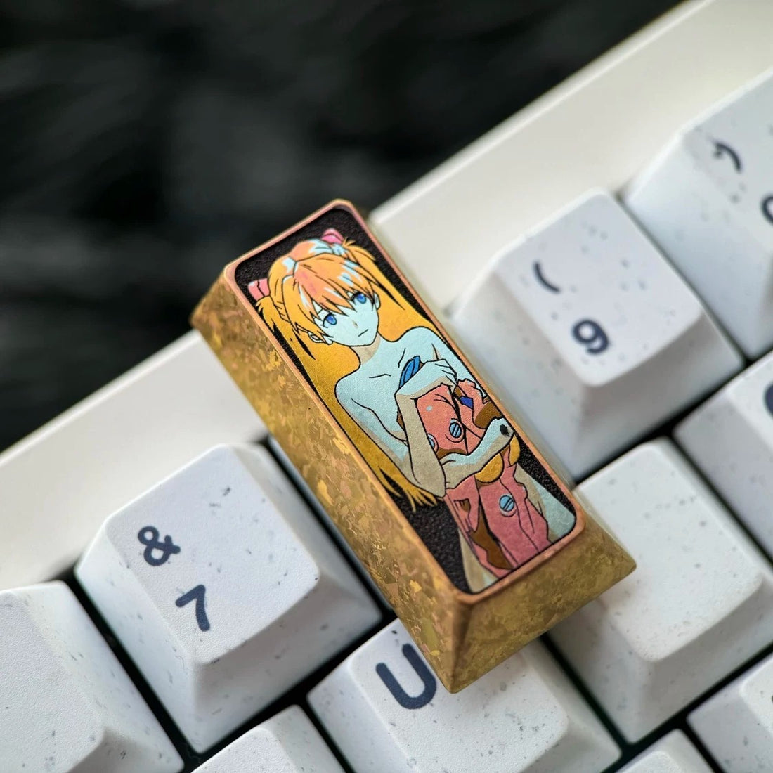 EVA, Asuka Theme PAD keypad number area,+/Enter key, vertical 2U titanium alloy personalized key cap, animation game cultural creative products, mechanical keyboard decorative key cap