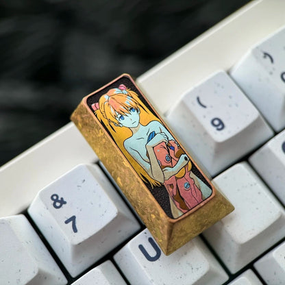 EVA, Asuka Theme PAD keypad number area,+/Enter key, vertical 2U titanium alloy personalized key cap, animation game cultural creative products, mechanical keyboard decorative key cap