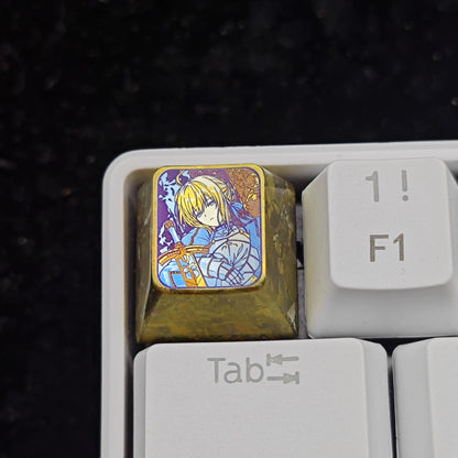 Fate/stay night,saber 1 U titanium alloy personalized keycaps, anime and game cultural creative keycaps, mechanical keyboard decorative keycaps