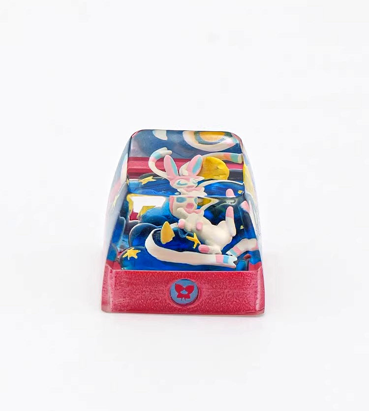 Pok é mon series, Sylveen theme, crystal resin personalized keycaps, anime and game peripheral decorative keycaps, resin art handmade keycaps