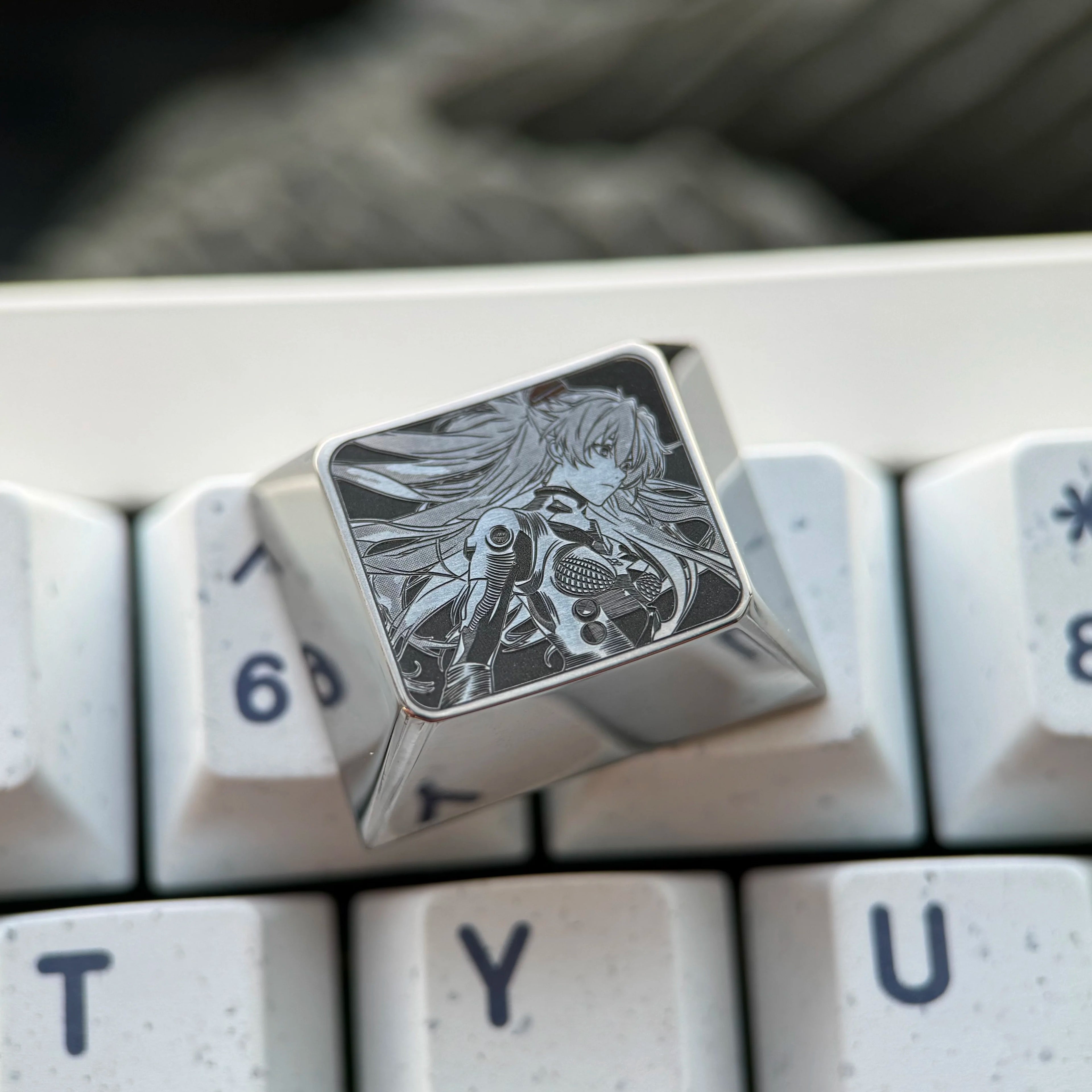 EVA series, Asuka themed 1.25U titanium alloy finely carved personalized keycaps, mechanical keyboard decorative keycaps