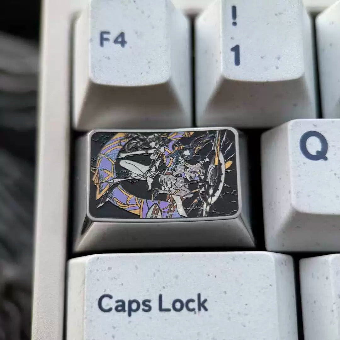Fate/Grand Order，Ereshkigal， Titanium metal mechanical keyboard keycaps with precision carving of 1.5 Tab keys, decorative keycaps for anime, gaming, cultural innovation