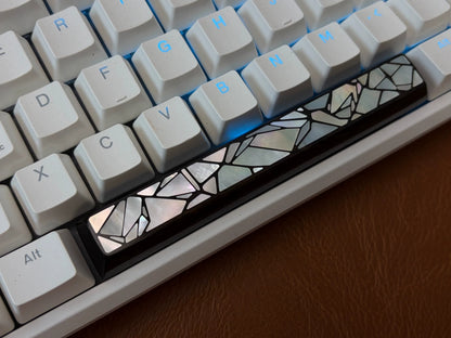 Purple Sandalwood Inlaid Shell Keycaps, 6.25U Spacebar handmade customized personalized keycaps, simple cultural and creative colorful pearl shells+wooden keycaps, mechanical keyboard art decoration keycaps