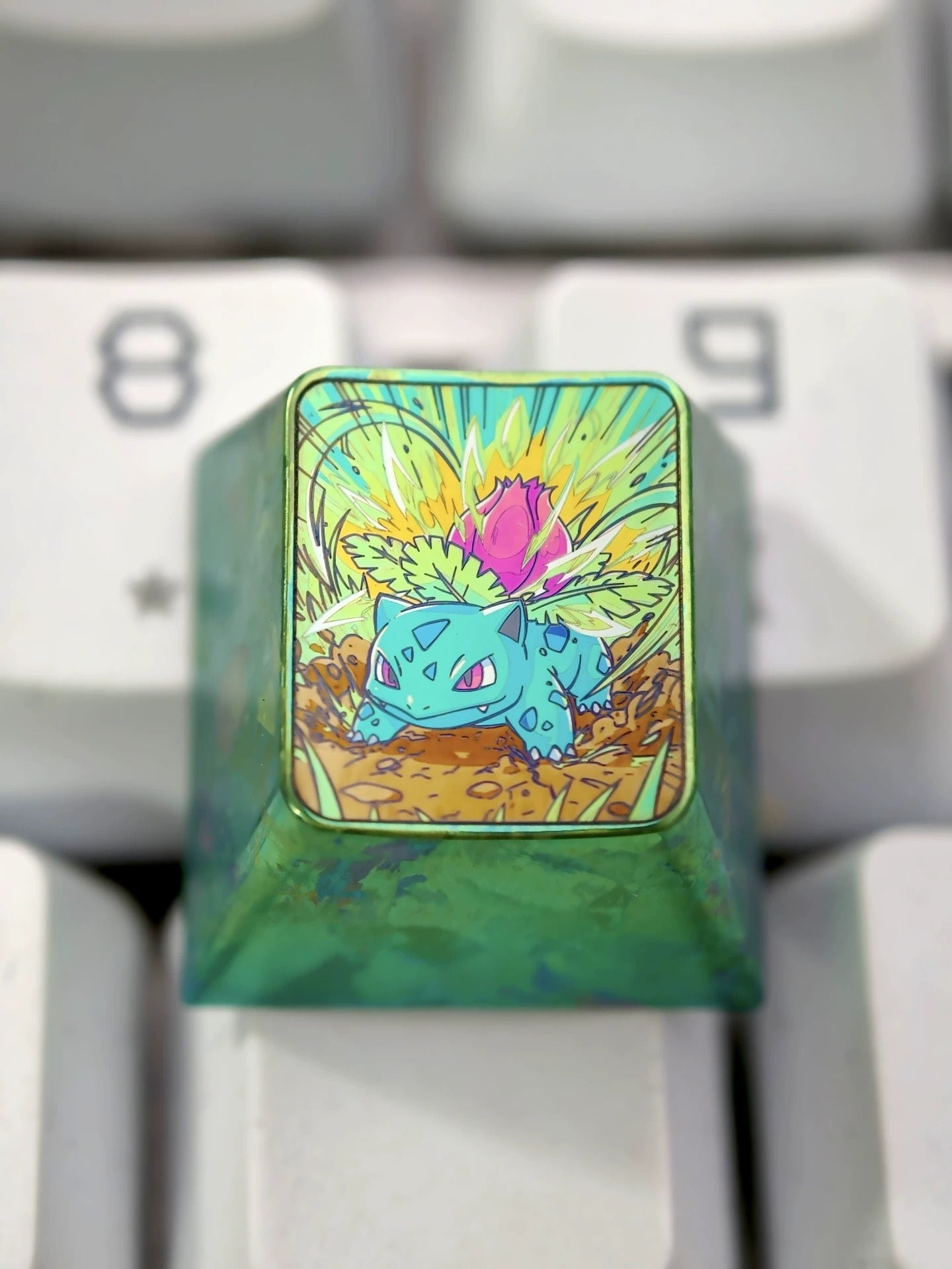Pok é mon, Big Three, Starter Trio, Collection, 1 U titanium alloy personalized keycaps, anime and game culture creative art keycaps, mechanical keyboard decorative keycaps