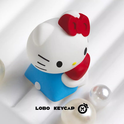Hello Kitty， Multi colored resin molded personalized keycaps, cute style resin decorative keycaps for anime and games