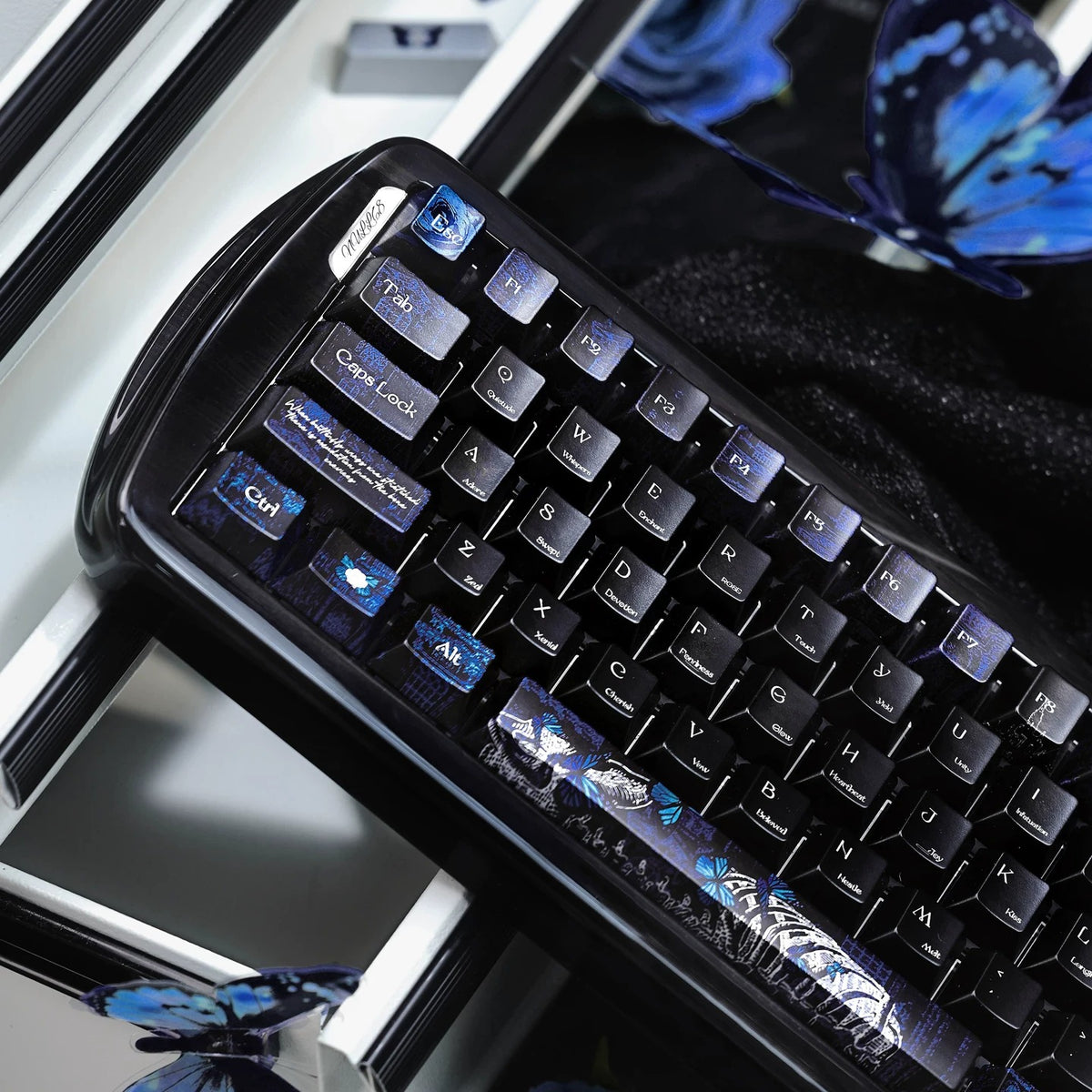 Skeleton Butterfly Keycap Set, Creative Keycap Cultural Art Keycap PBT Material Personalized Keycap Set, Compatible with 61/64/68/75/84/87/104 Key Mechanical Keyboard