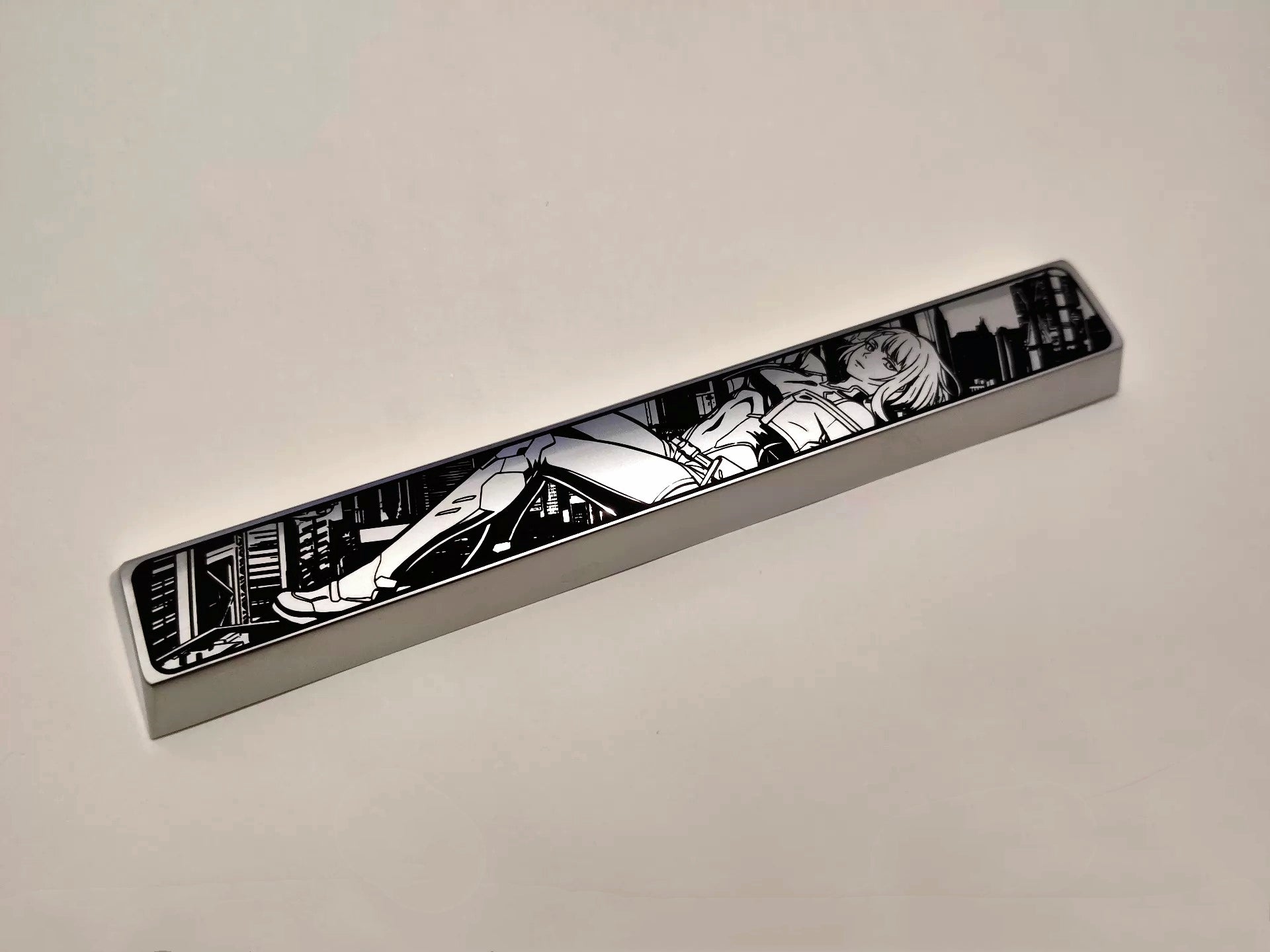 Cyberpunk theme, Lucyna Kushinada， spacebar, zinc/titanium alloy personalized keycaps, metal material decorative keycaps