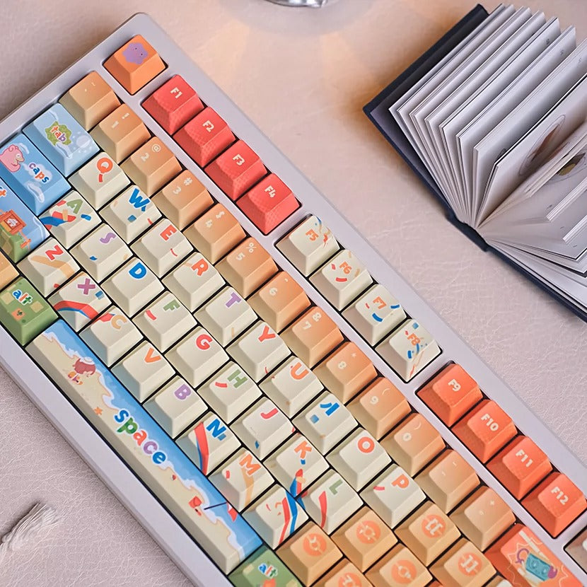 Pok é mon themed cartoon version PBT material personalized key cap set, animation game culture creative decoration key cap set, compatible with 61/64/68/75/84/87/104 key mechanical keyboard