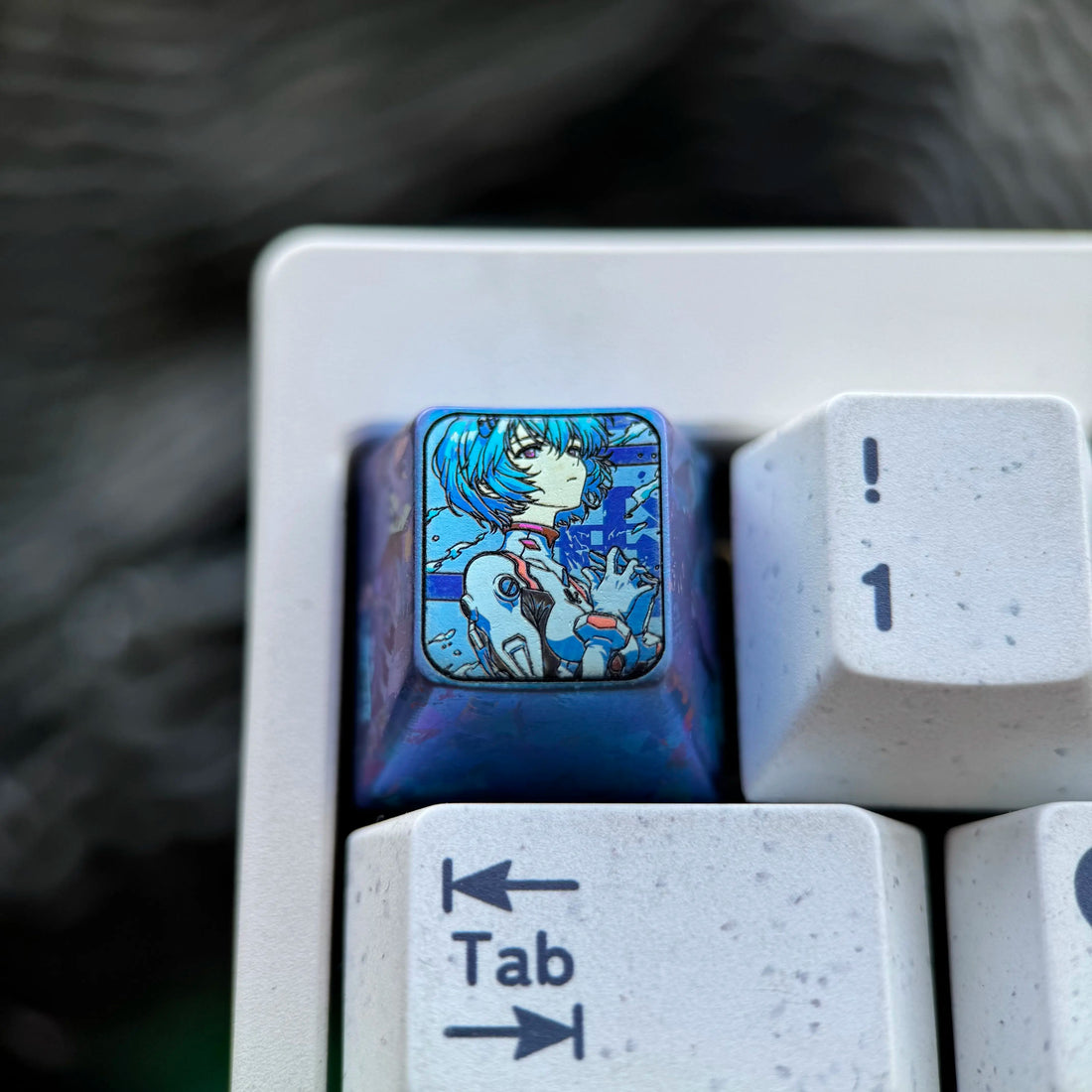 EVA series, Ayanami Rei theme, 5 styles of 1U titanium alloy personalized keycaps, optional height, can be freely combined, metal decorative keycaps, mechanical keyboard, artistic and creative keycaps