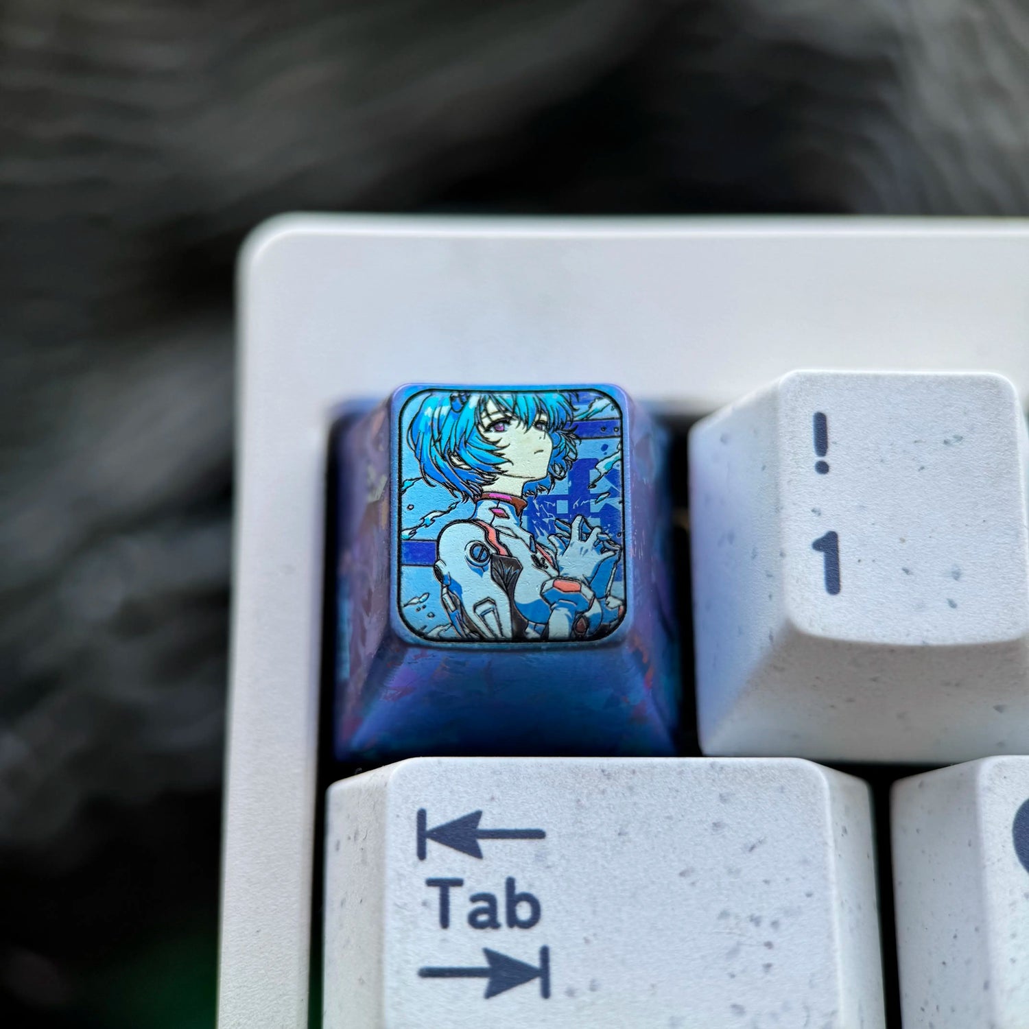 EVA series, Ayanami Rei theme, 5 styles of 1U titanium alloy personalized keycaps, optional height, can be freely combined, metal decorative keycaps, mechanical keyboard, artistic and creative keycaps