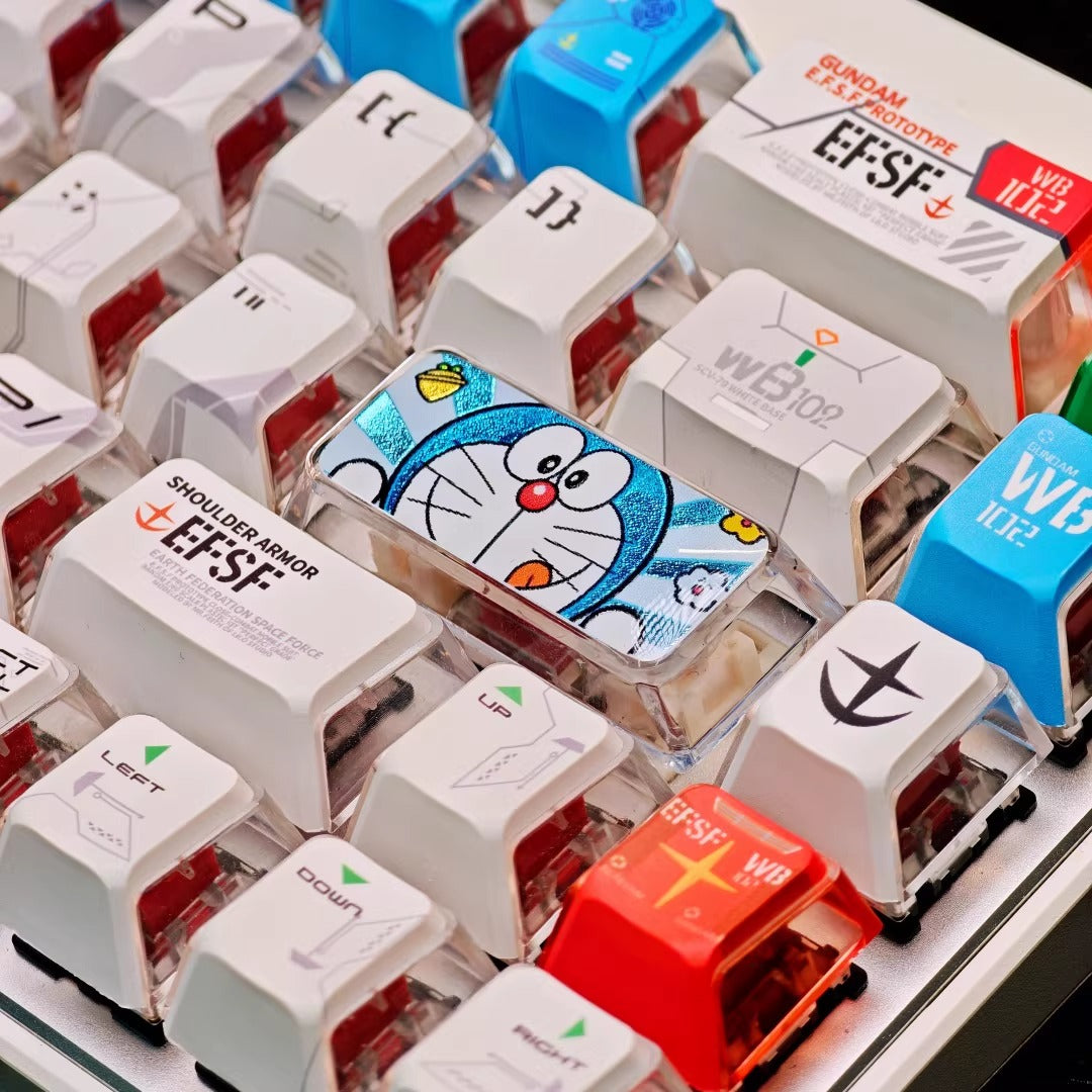 Doraemon, 2.25U Enter key, PC crystal resin material personalized keycap, anime creative peripheral product resin decorative keycap