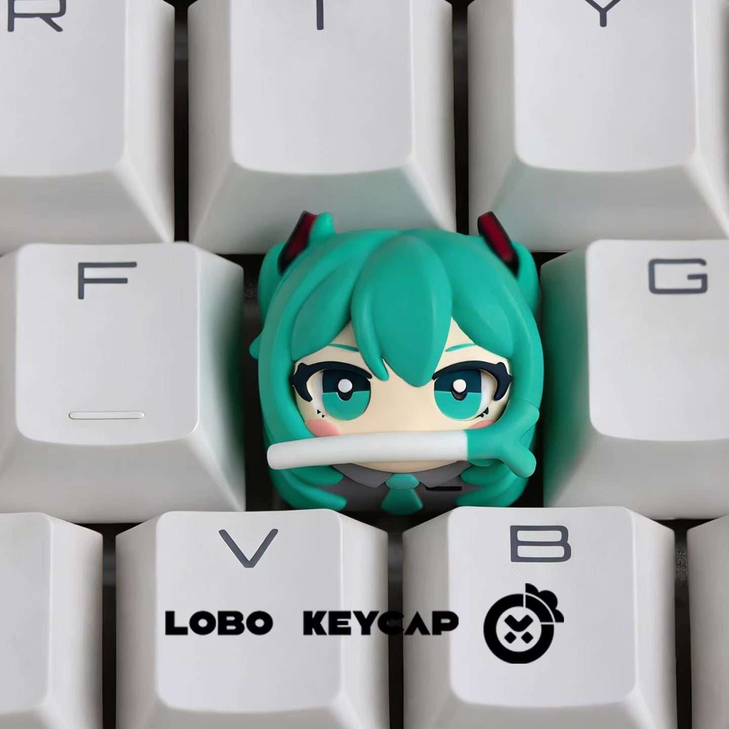 Hatsune Miku, scallion Miku shape, multi-color resin molding personalized keycap, animation game music icon decoration keycap