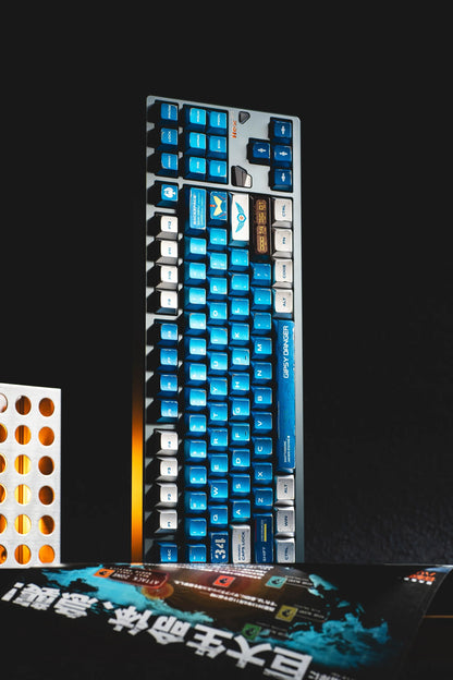 Pacific Rim, Gipsy Danger theme, metallic paint texture PBT material anime and game cultural and creative keycaps set, Compatible with 61/64/68/75/84/87/104 Key Mechanical Keyboard Keycap Set