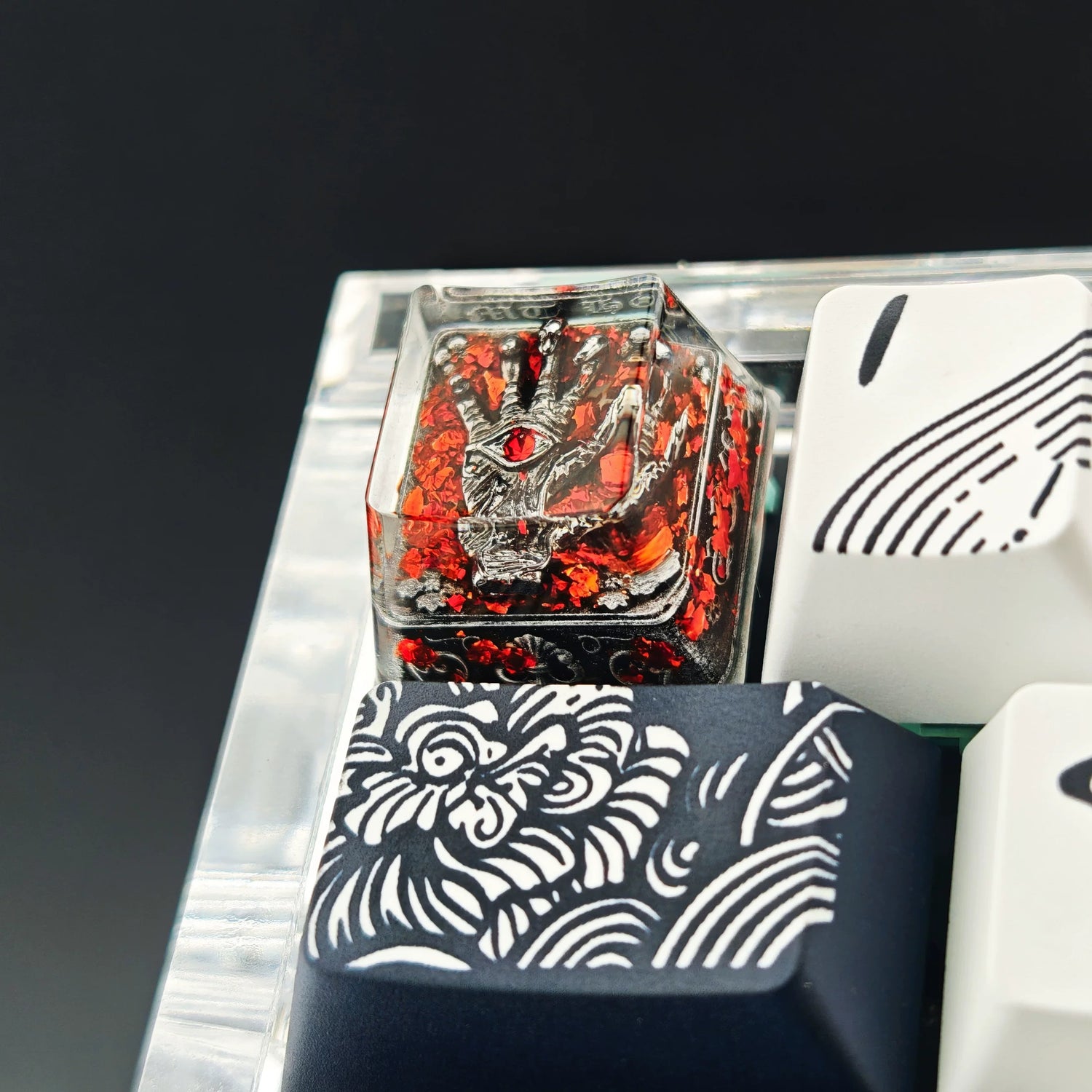 Dark themed design, Medieval Gothic style，crystal resin personalized keycaps, artisankeycaps， Mechanical keyboard decorative keycaps