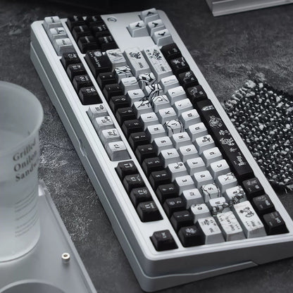 Dark Night Thorn Metal Paint Mechanical Keyboard Keycaps PBT Original Factory Height, PBT material personalized keycaps, mechanical keyboard replacement keycap set, Compatible with 61/64/68/75/84/87/104 Key Mechanical Keyboard Keycap Set